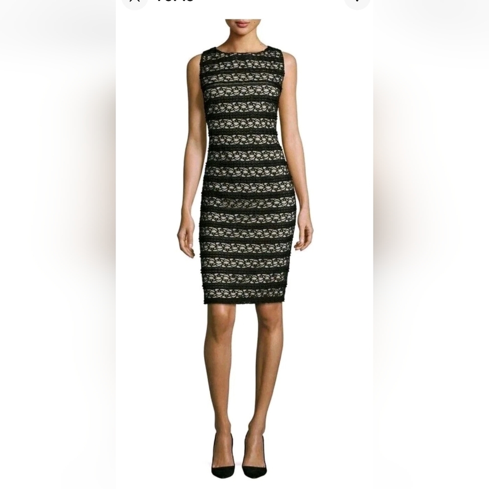 Alice & Olivia Womans Dress Black Lace Open Back Bodycon Sheath Midi Sz 2